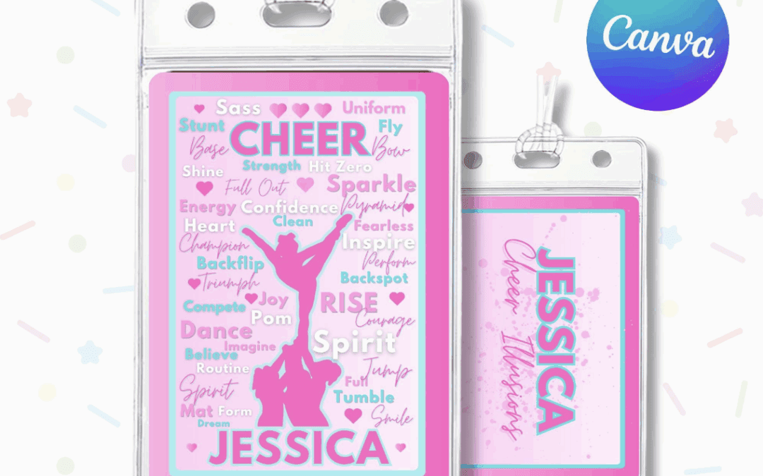 Cheer Bag Tag Template – Editable Cheer Luggage Tag for Girls, Custom Word Art, ID Card – Canva Printable